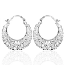 925 Sterling Silver Dangle Chandelier Latch Back Pierced Earrings L159