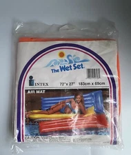 NEW 1990 Intex The Wet Set Inflatable Air Mat Orange Vtg NOS 72x27