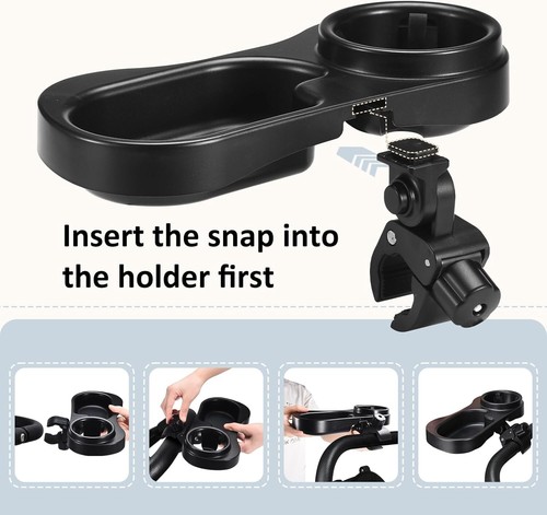 Upgraded 2 in 1 Universal Stroller Snack Tray with Cup Holder Attachment - Picture 4 of 7