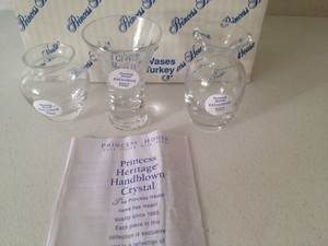 NEW-PRINCESS-HOUSE-CRYSTAL-3-MINI-VASES-465-MADE-IN-TURKEY-NIB