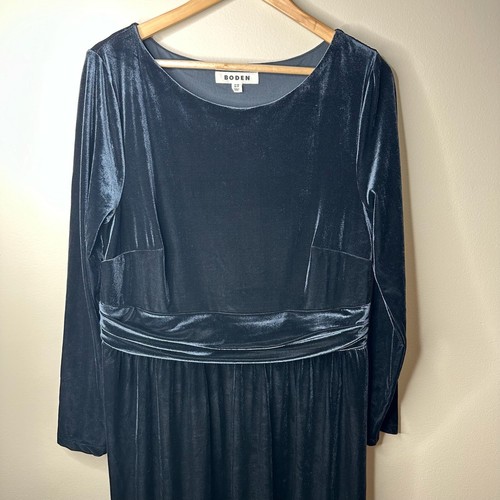Boden Long Dress Womens Sz 14R Black Velvet Crewneck Long Sleeve Stretch - Bild 2 von 12