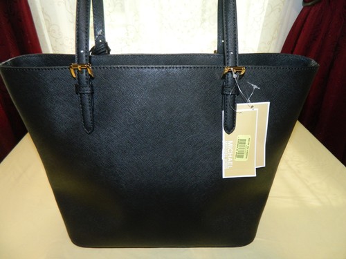 AUTHENTIC MICHAEL KORS JET SET LARGE POCKET TOTE BLACK NWTS - Picture 4 of 6