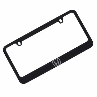 #ad #ad HONDA LOGO Black Metal License Plate Frame WITH CHROME BRUSHED VINYL $15.99
