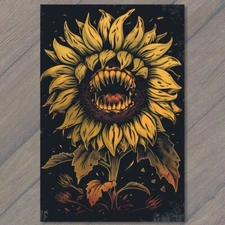 Art Print Sunflower With Teeth Fangs Flower Yellow Monster Weird Creepy Unusual