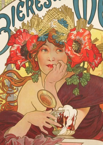 Affiche Art Nouveau Originale, A. Mucha, Biere de la Meuse, Belle Epoque, 1897 - Photo 3/7