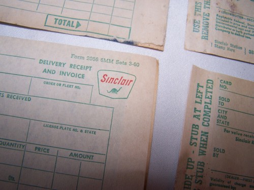 4 - 1960 recibos de facturas de estación de servicio de gas y petróleo SINCLAIR - dinosaurio - Imagen 3 de 4