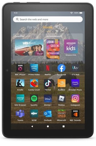 Black Amazon Fire HD 8 Tablet (Latest Version 2022) 32GB Wi-Fi Alexa (with Ads) - Afbeelding 2 van 2