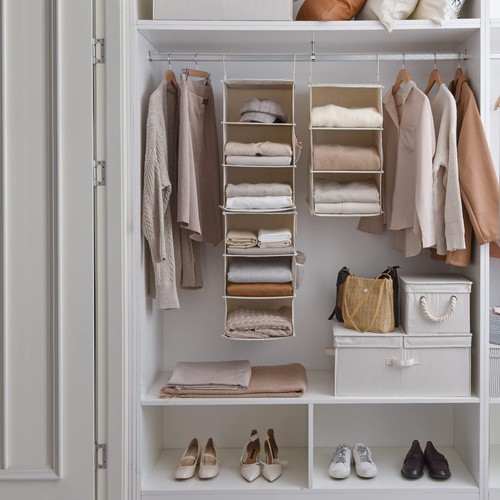 6-Shelf Hanging Closet Organizers Two 3-Shelf Separable Closet Hanging Shelve... - Picture 7 of 9