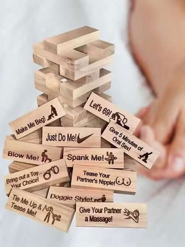 Stacking Block Tower Game Date Toy Adult Couples Jenga Wood Tumbling Tower Game~ - Picture 5 of 15