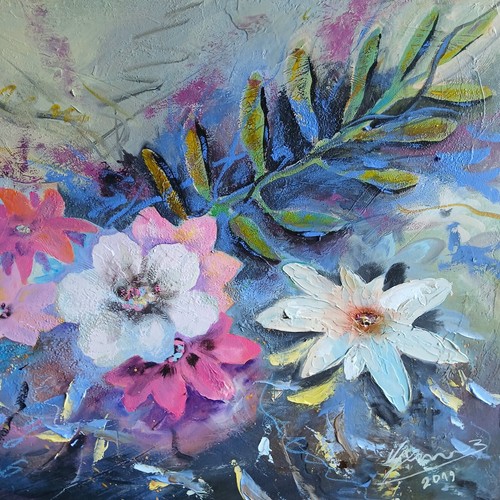 Sonnenblume 50 X 100 cm Mix XL Leinwandbild Bernhard Gerner Original blau gelb  - Bild 5 von 10