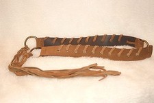 VINTAGE BOHO / Hippie Brown LEATHER / Suede Belt Sz S/M VERY GOOD COND.