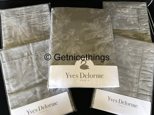 NEW Yves Delorme Queen Duvet Cover Aurore 92x92" Botanical Platine Gray Sateen - Picture 18 of 24