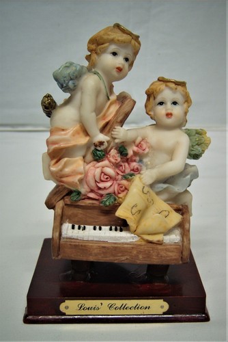 Vtg. Figurines by Turtle King Corp. "Naughty Little Angels on Piano". 6.50"T  - Picture 1 of 8