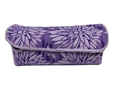 New Purple Flower Semi Hard Eyeglass Case With Flip Closure