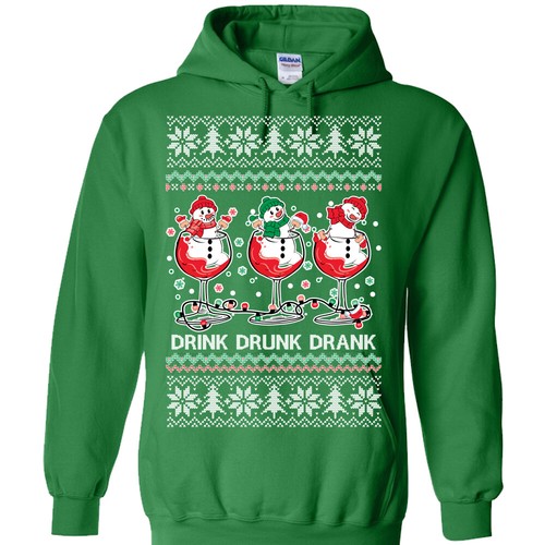 🔥 Bebida Bebida Unisex Sudadera con Capucha Divertida Navidad Bebida Vacaciones Muñeco de Nieve - Imagen 6 de 9