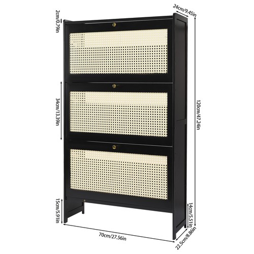 3 Tier Shoe Cabinet, Shoe Storage Organizer, Shoe Cabinet with Flip Drawers - Picture 7 of 20