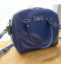 KATE SPADE Alessa Wellesley Holiday Blue Satchel Crossbody Purse Handbag