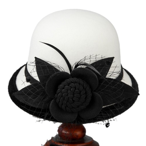 Heiß Damen Retro Elegant Flapper Retro Cloche Bucket Sonne Blumen Hut Party Abschlussball - Bild 5 von 17
