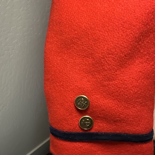 Rothschild Kids Red Wool Coat Girls 5 Navy Trim and Lining Nautical Coat - Picture 4 of 8