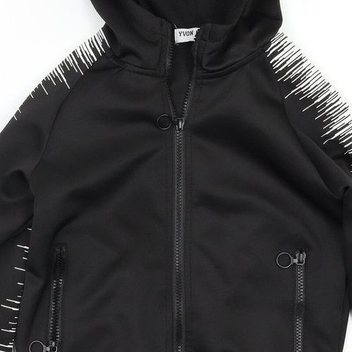 Yvon Fashion Boys Black Polyester Blend Full Zip Hoodie Size 6 Years - Picture 11 of 12