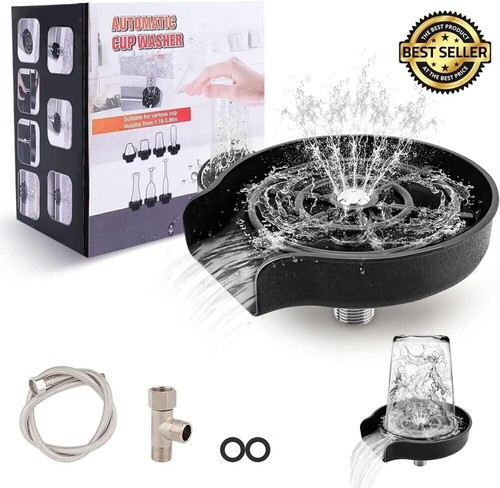 Automatic Glass Rinser Faucet Bottle Washer Cup Cleaner For Sink Attachment New - Picture 1 of 8
