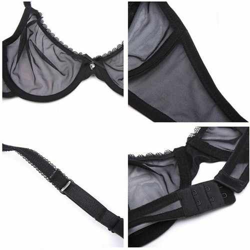 See Through Mesh Sheer Women Bras Underwire Feminine Lingerie Glamour Underwear - Picture 10 of 43