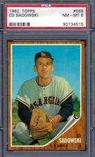 1962 Topps #569 PSA 8 Ed Sadowski Angels 569