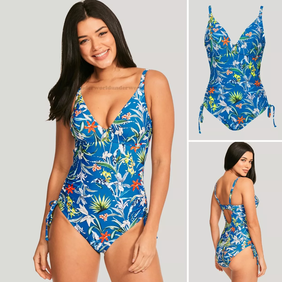 Figleaves Botanical Garden Tummy Control Swimsuit 752977 Blue