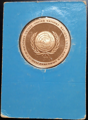 1972 United Nations Peace Medal Solid Bronze, Sealed In Original