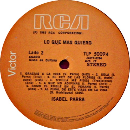 ISABEL PARRA - LO QUE MAS QUIERO - URUGUAY - Imagen 4 de 4