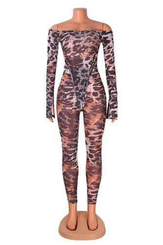 S M L senza Cuciture Leopardato Tuta Set Top Manica Lunga + Vita Alta Leggings - Foto 17 di 18