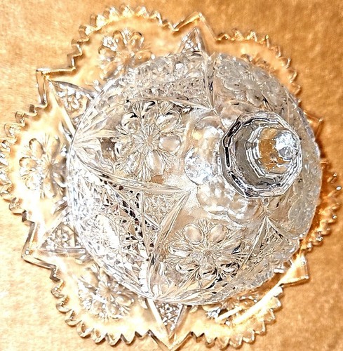 IMPERIAL GLASS CO. No. 474 LA ROCHELLE Dombed Butter Dish Cosmos Hobstar Stamped - Picture 5 of 16