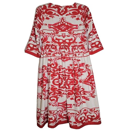 Dainty Jewell Dress Womens Large Red White Pink Damask Midi Lined Modest Fashion - Picture 12 of 16