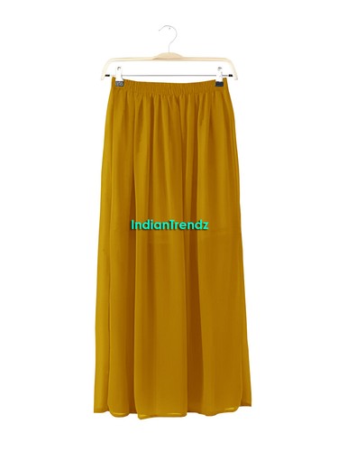 Women Maxi Skirt Double Layer Chiffon Pleated Retro Long Dress Elastic Waist New - Picture 11 of 44