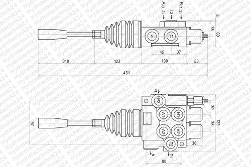 Handsteuerventil Handhebelventil Hydraulik 40L 2fach 2xDW + Kreuzhebel - Bild 2 von 3