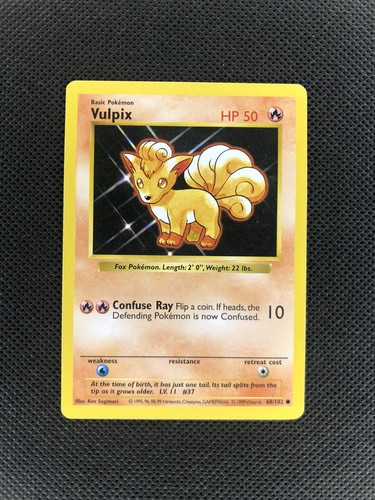 1999 Pokemon Vulpix Shadowless Base Set #68/102! - Picture 1 of 2