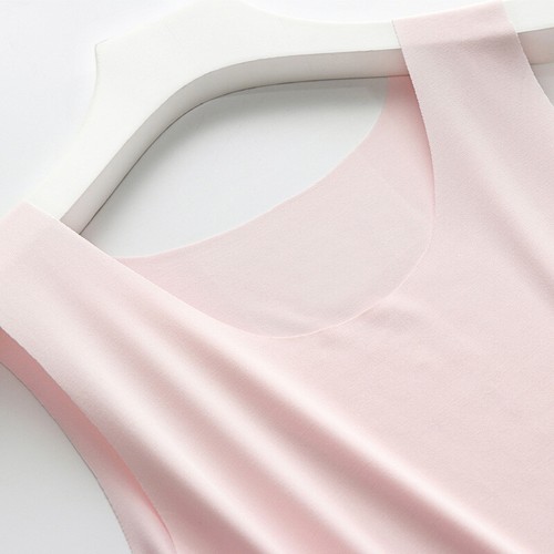 Women Ice Silk Seamless Tank Top Basic Sleeveless O-Neck Racerback Undershirt - Picture 8 of 22