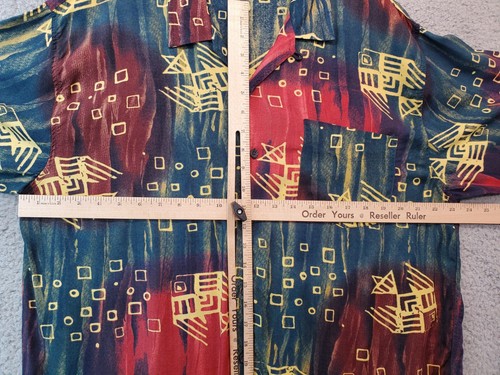 Anxious Vintage geometrisches Kunstwerk kurzärmliges geknöpftes Herrenhemd Large - Bild 6 von 10