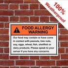 Food Allergy Warning sign or self-adhesive vinyl label sticker 3215