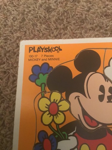 Vintage Playskool Disney Mickey & Minnie 7 Piece Wooden Puzzle 130-17 - Picture 3 of 3