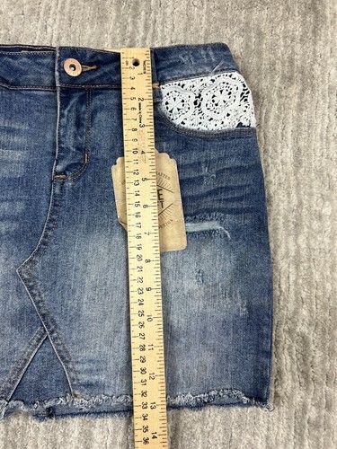 True Craft Skort Skirt Girls 16 Blue Lace Pockets Raw Hem - Picture 6 of 12