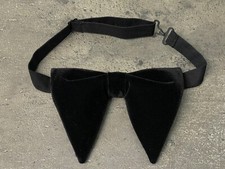 Handmade Black Velvet Bow tie Vintage style 70 s Bowtie Pre-tied Adjustable