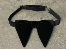 Handmade Black Velvet Bow tie Vintage style 70`s Bowtie Pre-tied Adjustable