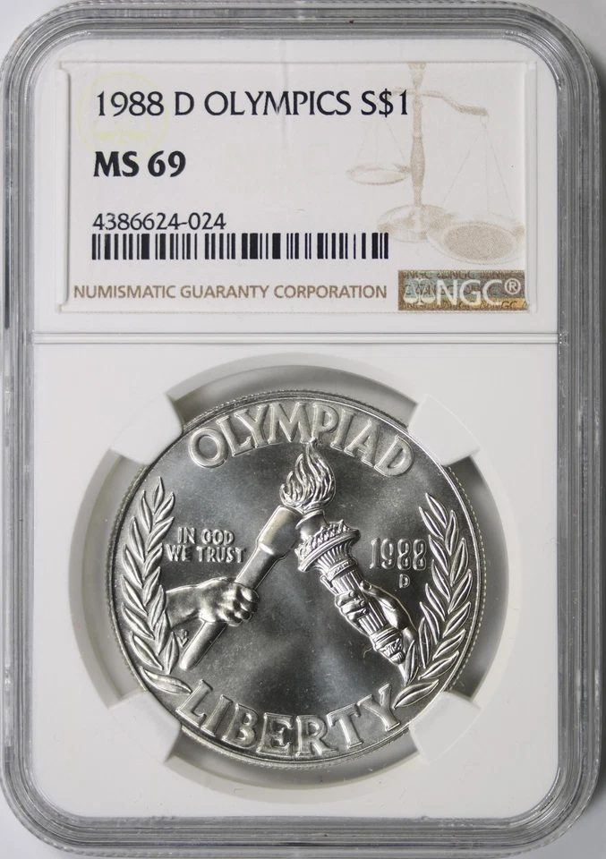 1988-D Olympics Silver Commemorative Dollar $1 NGC MS69 - Image 3 of 4