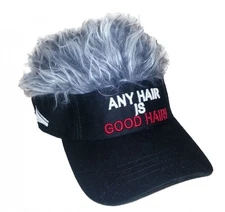 FLAIR HAIR ANY HAIR IS GOOD HAIR BLACK VISOR GREY HAIR QUALITY SURF SKATE GOLF