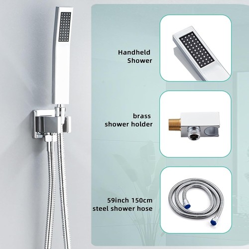 8"12"16"Rain Shower Faucet System Wall Mounted Shower Head Combo Mixer Valve Set - Picture 19 of 44