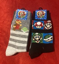 Super Mario bros mens crew socks 2 double packs shoe size 61/2 - 12