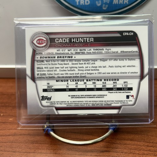 Cade Hunter 2023 Bowman Chrome Green Lava Refractor Autographed 57/99 Reds SP - Picture 2 of 2