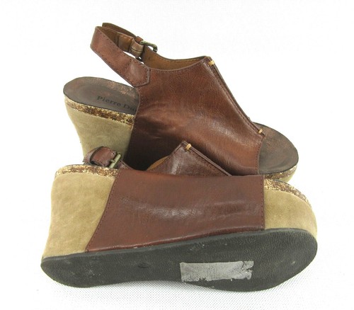 Pierre Dumas Womens 5.5M Spring Sandal Whiskey Brown Wedge Heel Buckle Strap - Picture 5 of 5