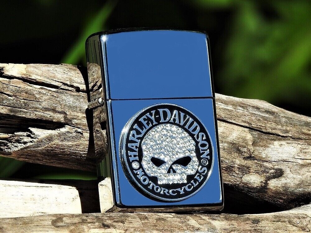 Harley Davidson Zippo Lighter - HD Bling Skull - Willie G